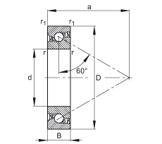 ǽӴ BSB030062-2RS-T, Ӵ a = 60ƹഽܷ