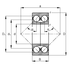 ǽӴ 3306-DA,  DIN 628-3 ׼Ҫߴ˫ɷʷȦӴ  = 45