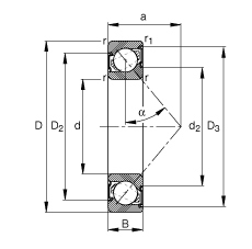 ǽӴ 7200-B-2RS-TVP,  DIN 628-1 ׼ҪߴӴ  = 40㣬ഽܷ